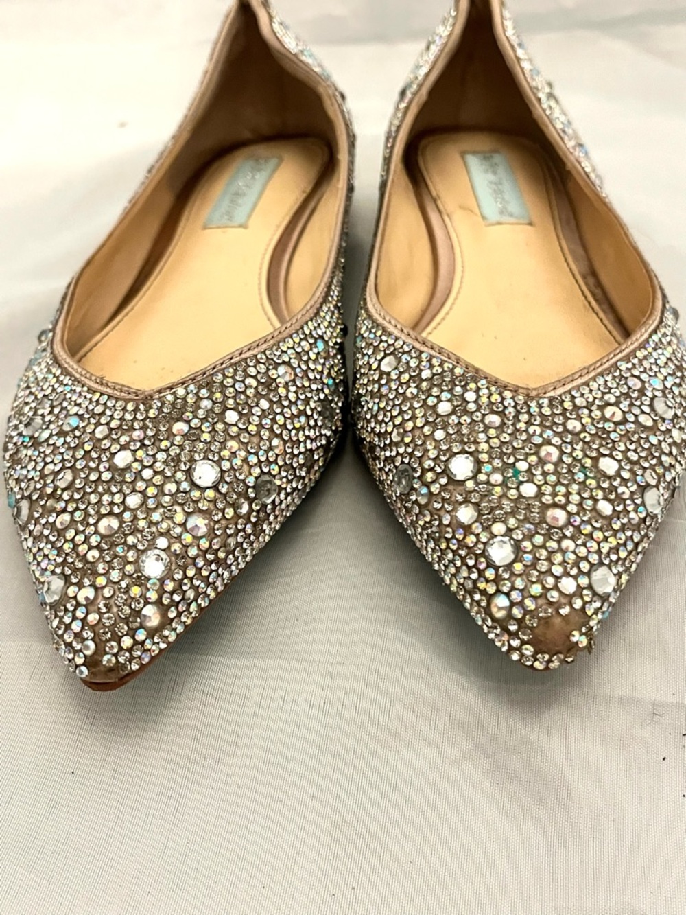 Betsey Johnson Jude Crystal-Embellished Blush Pointed Ballet Flats - Picture 4 of 13